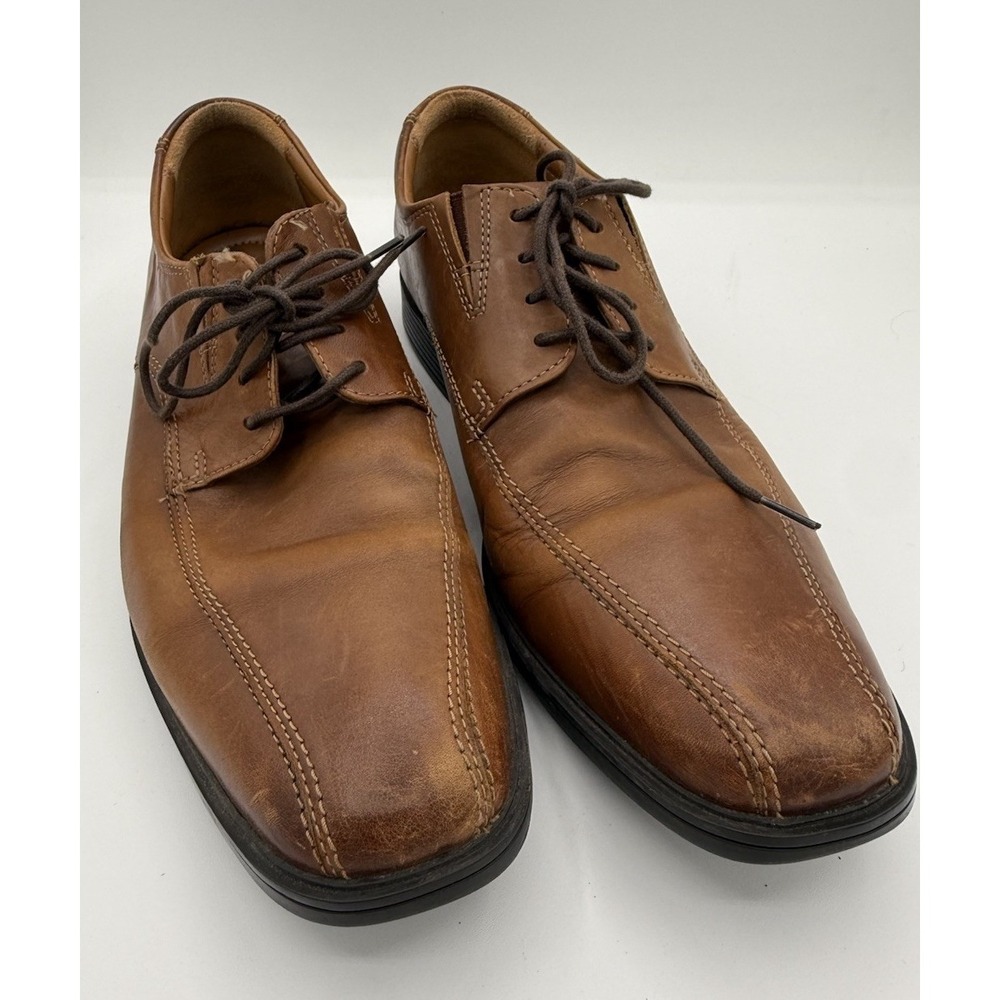 Clarks Brown Leather Oxford Lace Up Soft Cushion Ortholite Men's Sz 10 Shoes